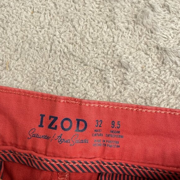NWOT Izod Men's Size 32 Saltwater Stretch Chino Shorts Red Cotton Blend - Picture 4 of 7